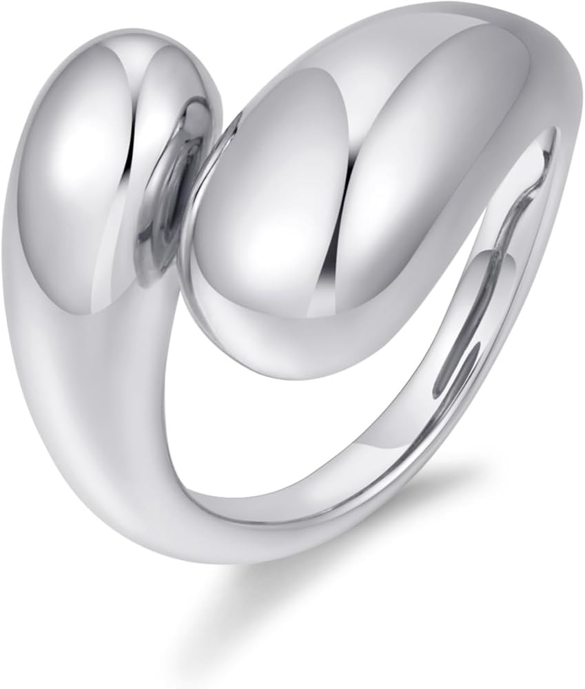 WOWORAMA Chunky Open Rings for Women Gold Silver Adjustable Dome Teardrop Rings Bold Thick Statem... | Amazon (US)