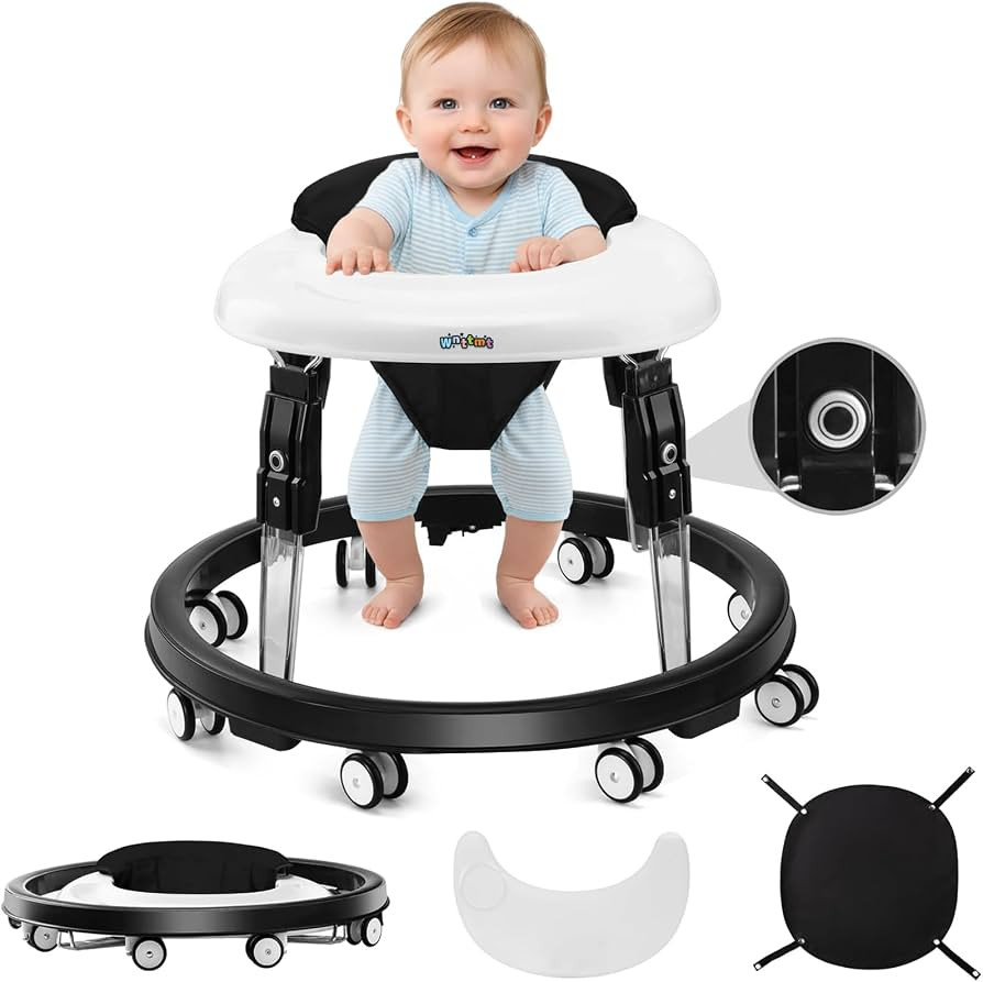 Baby Walker with Wheels, One-Touch Folding Portable Baby Walkers with Height Adjustment, Large Di... | Amazon (US)