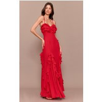 Red Frill Cup Detail Maxi Dress | PrettyLittleThing US