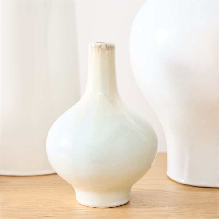 Reactive Glaze White Ceramic Vases | West Elm (US)