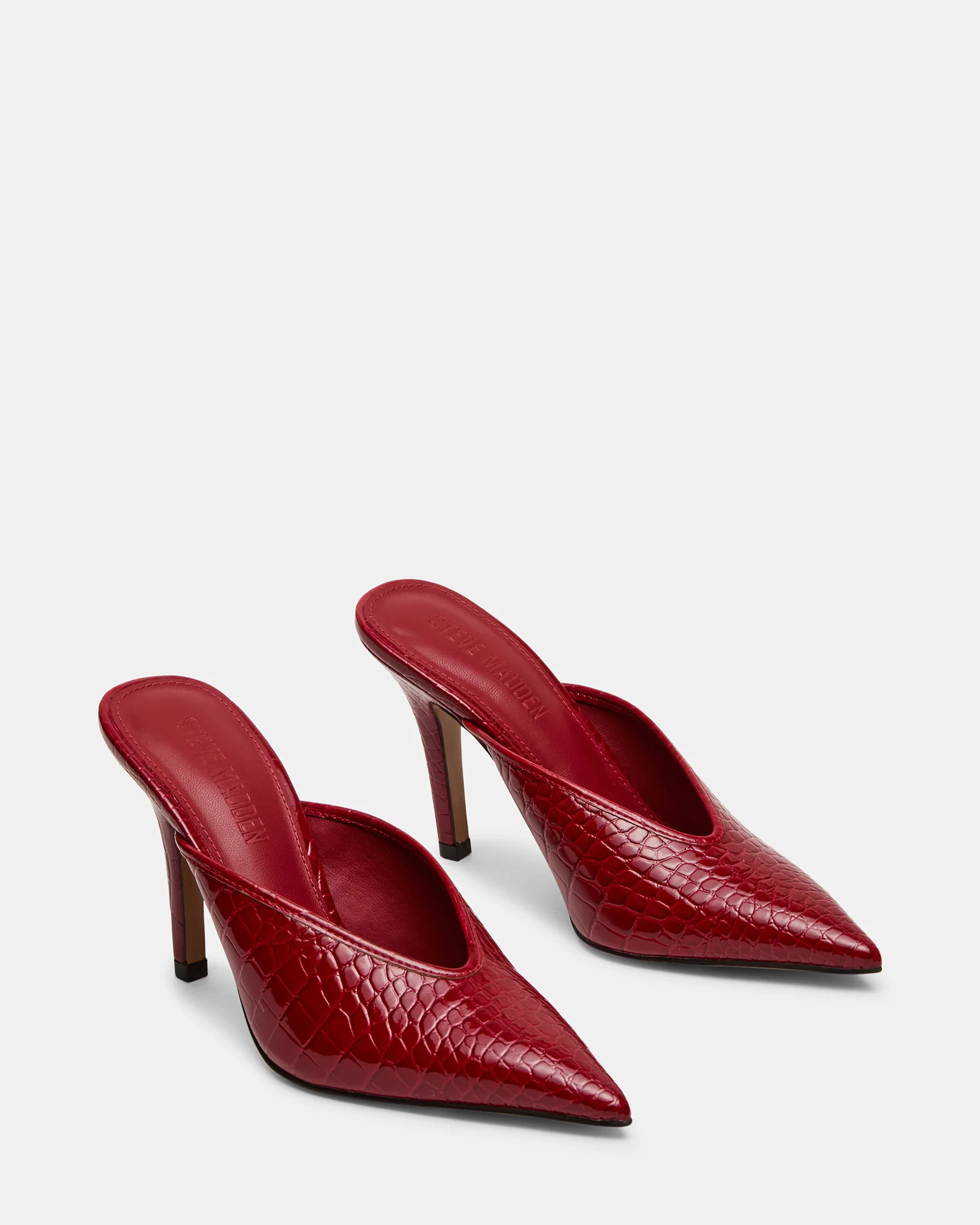 LITA Red Crocodile Pointed-Toe Mule Pump Women's Heel | Steve Madden (US)