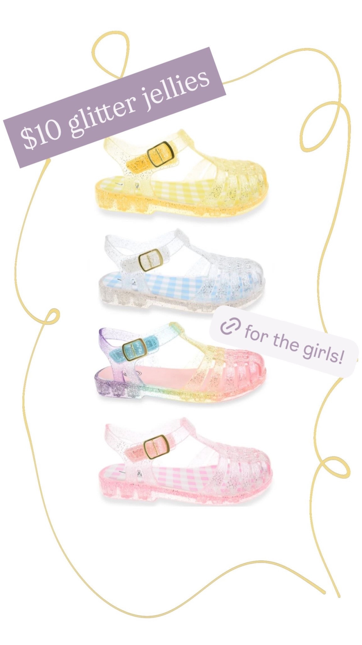 Cute glitter jellies alert! ✨ 

My girls looove jelly sandals in the warmer months, but I hate how they get “foggy” looking after some wear & tear, so I like to replace them before they look gross. Anyone else hate that?! Or just me? 😆 



Either way— these check the boxes & budget to replace as frequently as necessary!! Grabbing a pair for spring & a replacement pair for summer 👏🏻 😘 

#LTKKids #LTKSwim #LTKmomlife