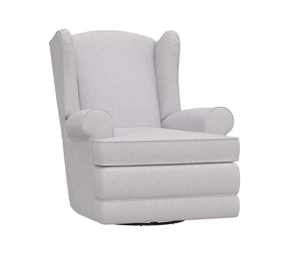 Wingback Swivel Glider Recliner, Swivel Glider Recliner, Power, Brushed Crossweave, Light Gray | Pottery Barn Kids