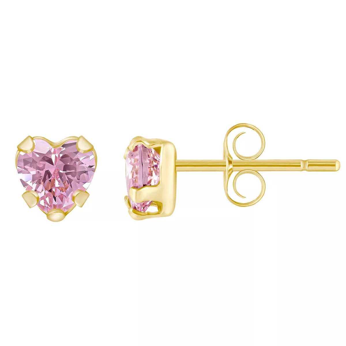 Kids' 14k Gold 4 mm Cubic Zirconia Heart Stud Earrings | Kohl's