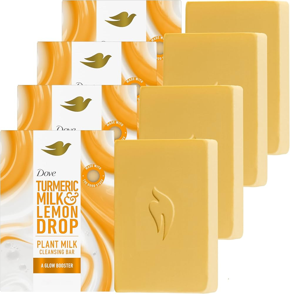 Dove Plant Milk Cleansing Bar Soap Turmeric Milk & Lemon Drop Glow Booster 4 Count for Moisturize... | Amazon (US)