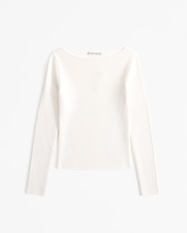 Long-Sleeve Ottoman Slash Top | Abercrombie & Fitch (US)