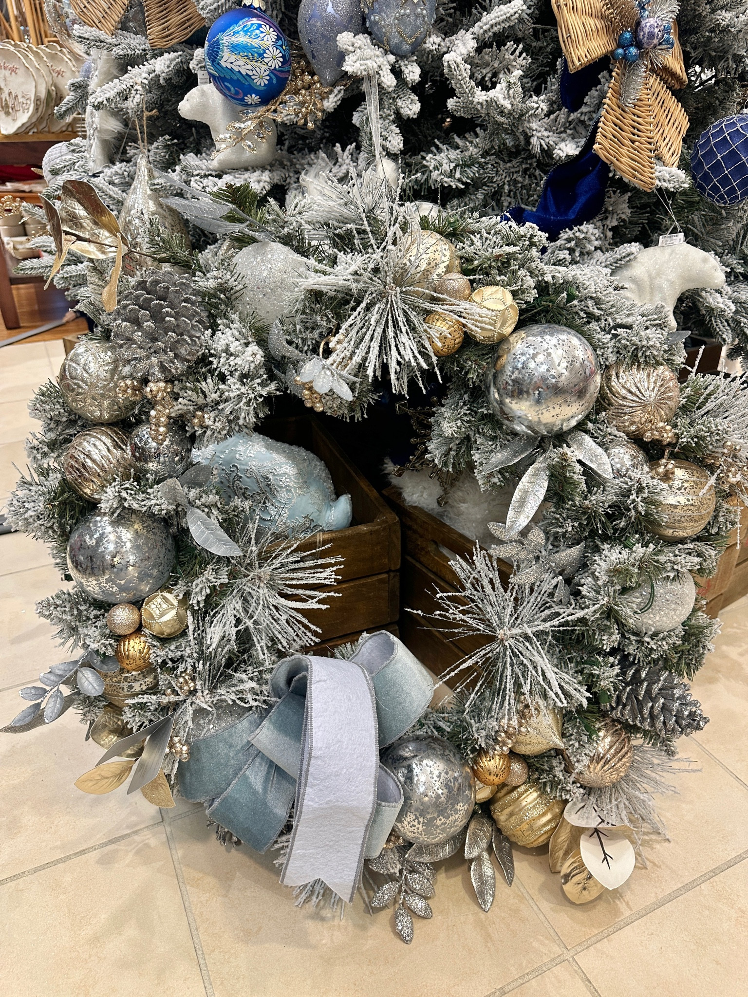 Christmas wreath, icy blue gold and silver Christmas decor 

#LTKHoliday #LTKHome #LTKSaleAlert