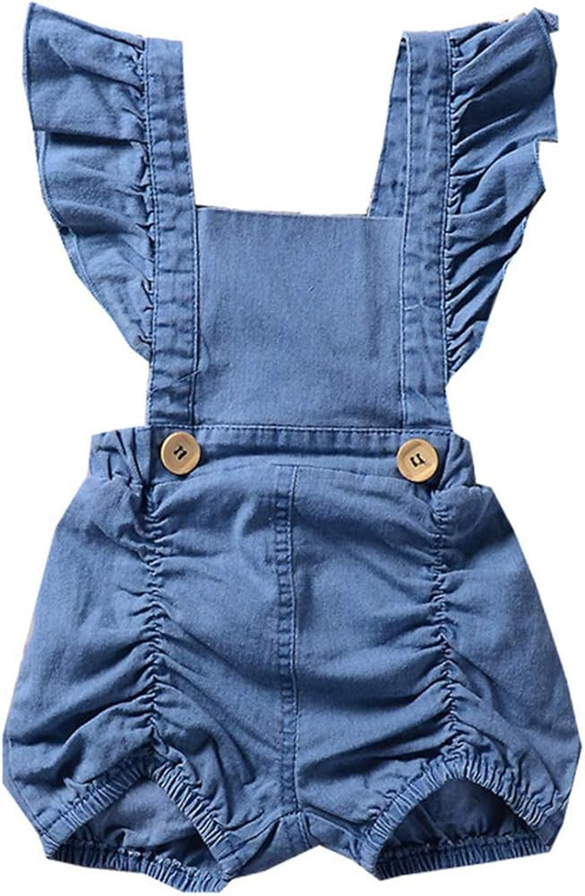 Colorful Childhood Newborn Baby Rompers Toddler Girls Denim Jumpsuits Infant Ruffles Bodysuits Fo... | Amazon (US)
