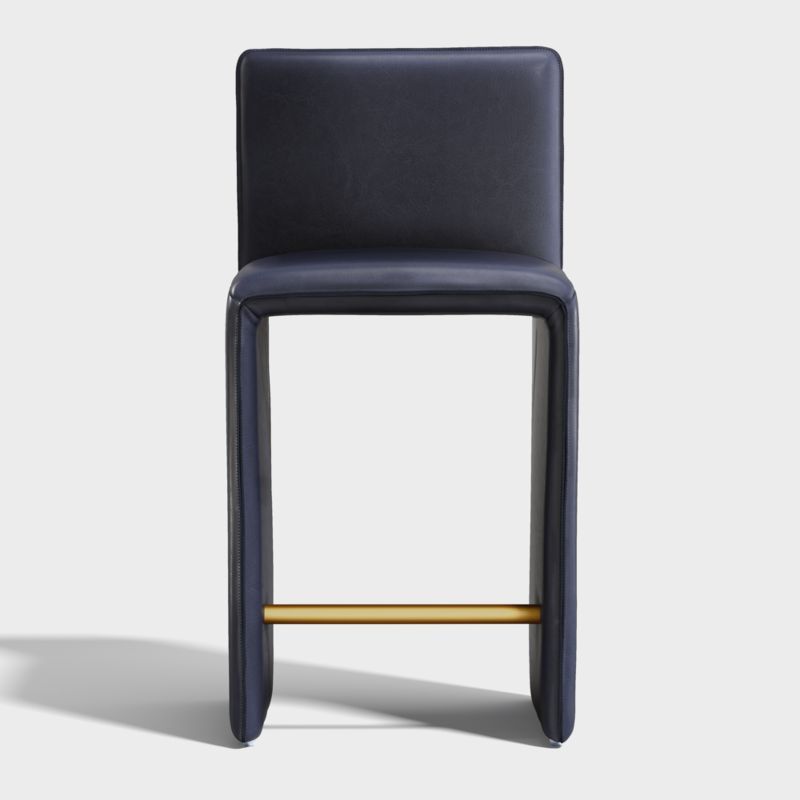 Venn Navy Leather Counter Stool + Reviews | Crate and Barrel | Crate & Barrel