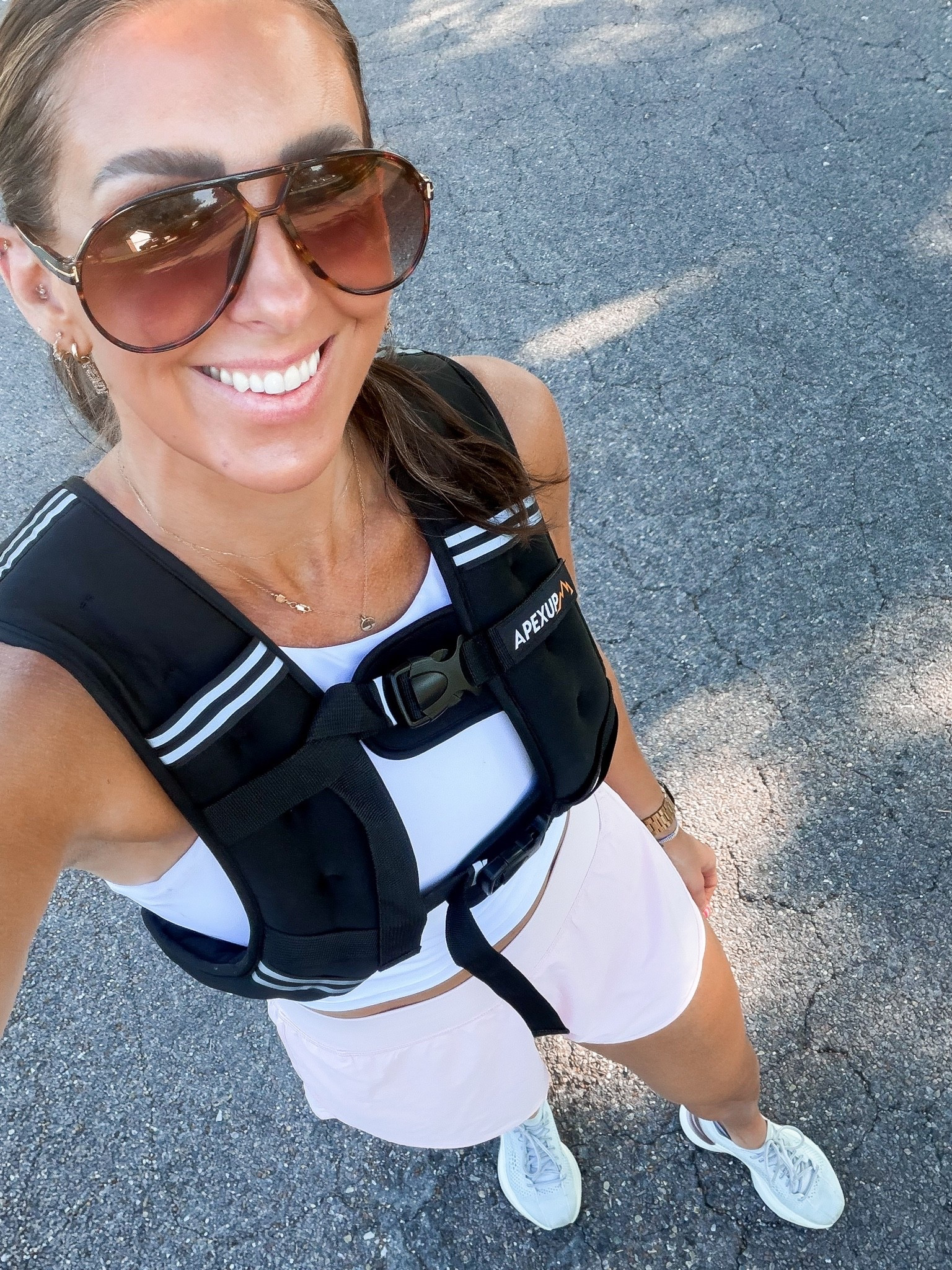 Tank-small
Shorts-small
Sneakers-tts 
Vest—15lbs

#LTKootd #LTKActive #LTKfitnessgoals