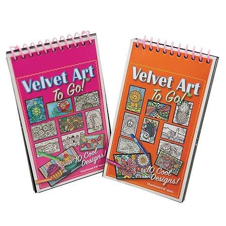 S&S Worldwide Velvet Art to Go! 2 Spiral Bound Coloring Books w/Perforated Cardstock Pages, Fuzzy... | Amazon (US)