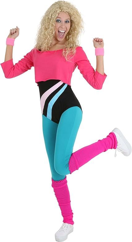 Women 80's Workout Girl Adult Retro Fashion Women Aerobic Costume | Amazon (US)