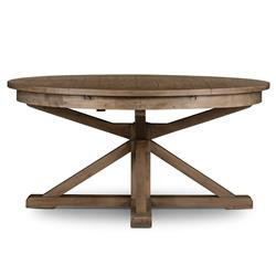 Chabert Industrial Brown Reclaimed Wood Extendable Round Dining Table - Large - 63-79"W | Kathy Kuo Home
