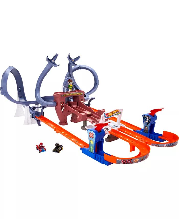 RacerVerse Spider-Man's Web-Slinging Speedway Track Set with 2 Hot Wheels Racers | Macy's