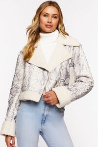 Snakeskin Print Moto Jacket | Forever 21 (US)
