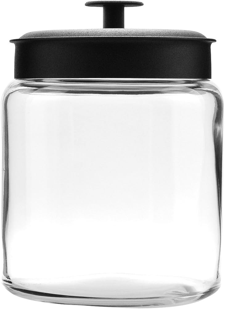 Anchor Hocking 96 Ounce Mini Montana Glass Jar with Lid (4 piece, black metal, dishwasher safe) | Amazon (US)