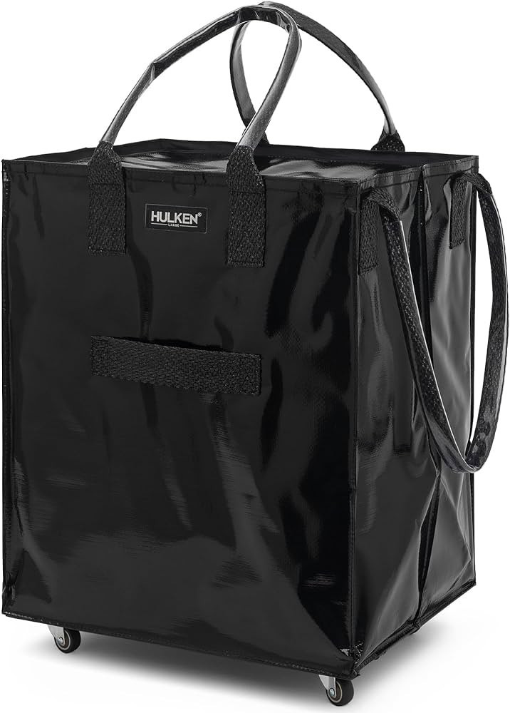 HULKEN - (Large, Black) Reusable Grocery Bag On Wheels, Shopping Trolley, Rolling Tote, Zipper Cl... | Amazon (US)