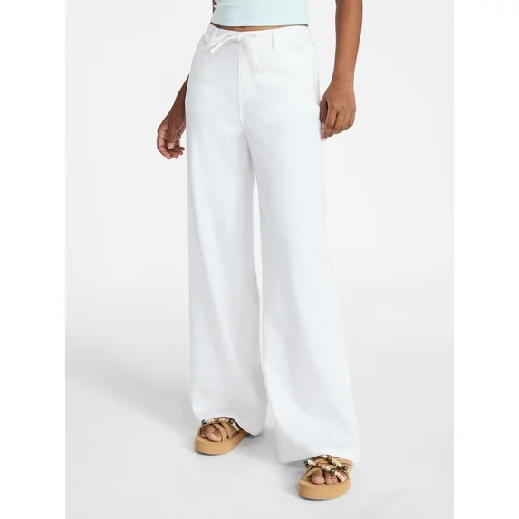 No Boundaries Mini Waist Wide Leg Pants, 31" Inseam, Women's XXS-XXL | Walmart (US)