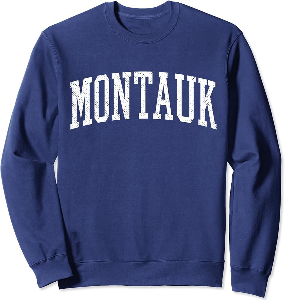 Classic Black Unisex Varsity Distressed Montauk Sweatshirt | Amazon (US)