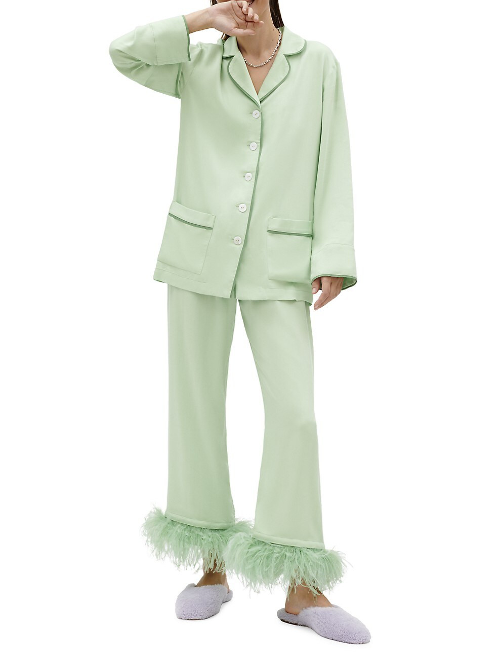 Feather-Embellished Pajama Set | Saks Fifth Avenue