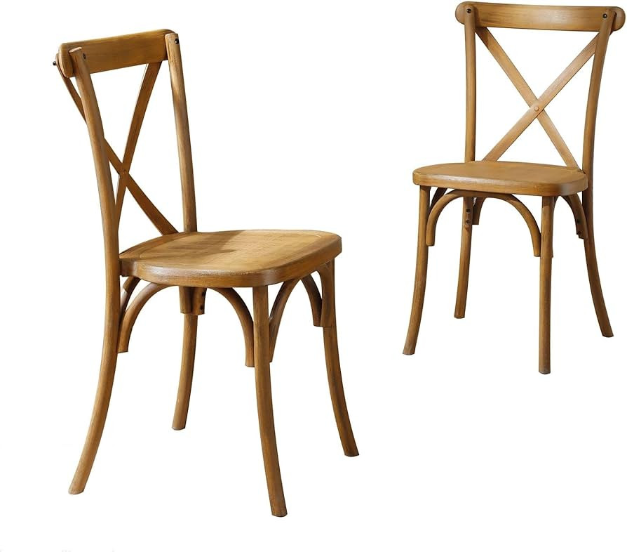 KEVINSPACE X-Back Chair Set of 2, Dining Chair Furniture 2-Pack, Retro Natural Mid Century Chair ... | Amazon (US)