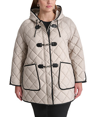 DKNY Plus Size Hooded Toggle-Front Quilted Coat - Macy's | Macy's