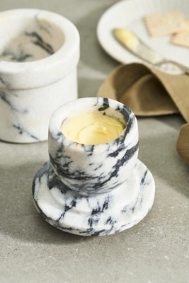 Smoky White Marble Butter Keeper | Anthropologie (US)