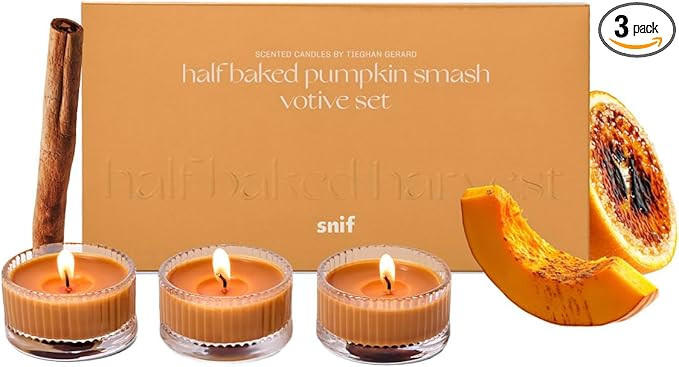 Half Baked Pumpkin Smash Scented Votive Candles by Snif, Festive Fall Candle, 100% Cotton Fiber W... | Amazon (US)