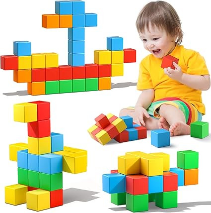 Magnetic Blocks,1.42 inch 32pcs Large Magnetic Building Block for Toddlers 3 4 5 6 7 8 Year Old B... | Amazon (US)