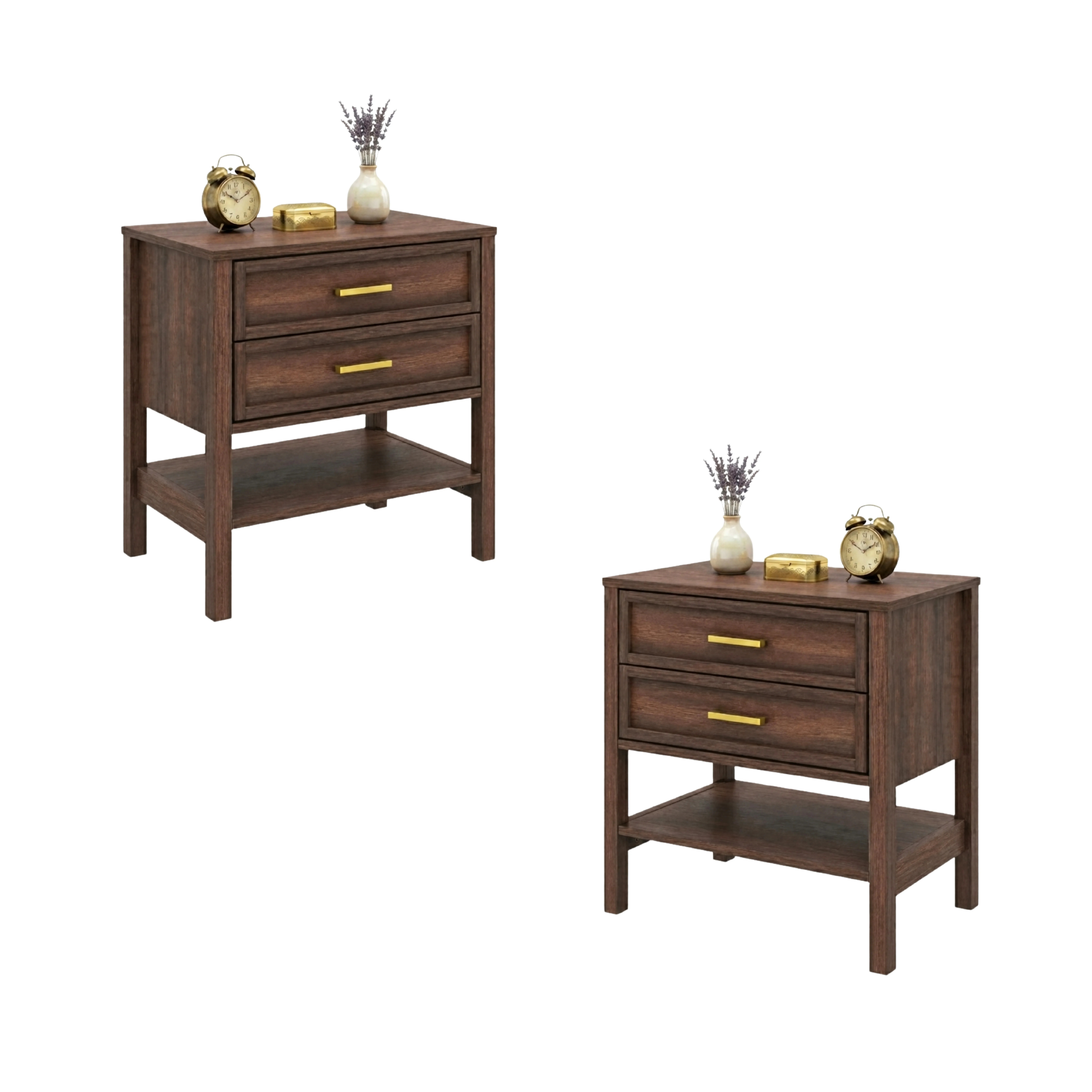 Elora Set Of 2 Drawer Wood Nightstand, Bedside Tables With Storage Drawers, Compact Wood Night Stands For Bedroom, End Table Or Side Table For Living | Wayfair North America