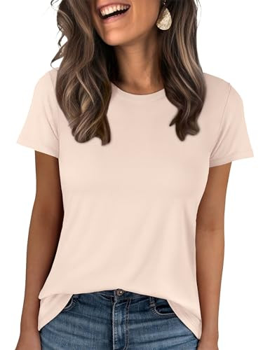 ANRABESS Women Short Sleeve Tops Summer Basic Tee Wrinkle-Free Trendy Cute T Shirts 2026 Spring B... | Amazon (US)