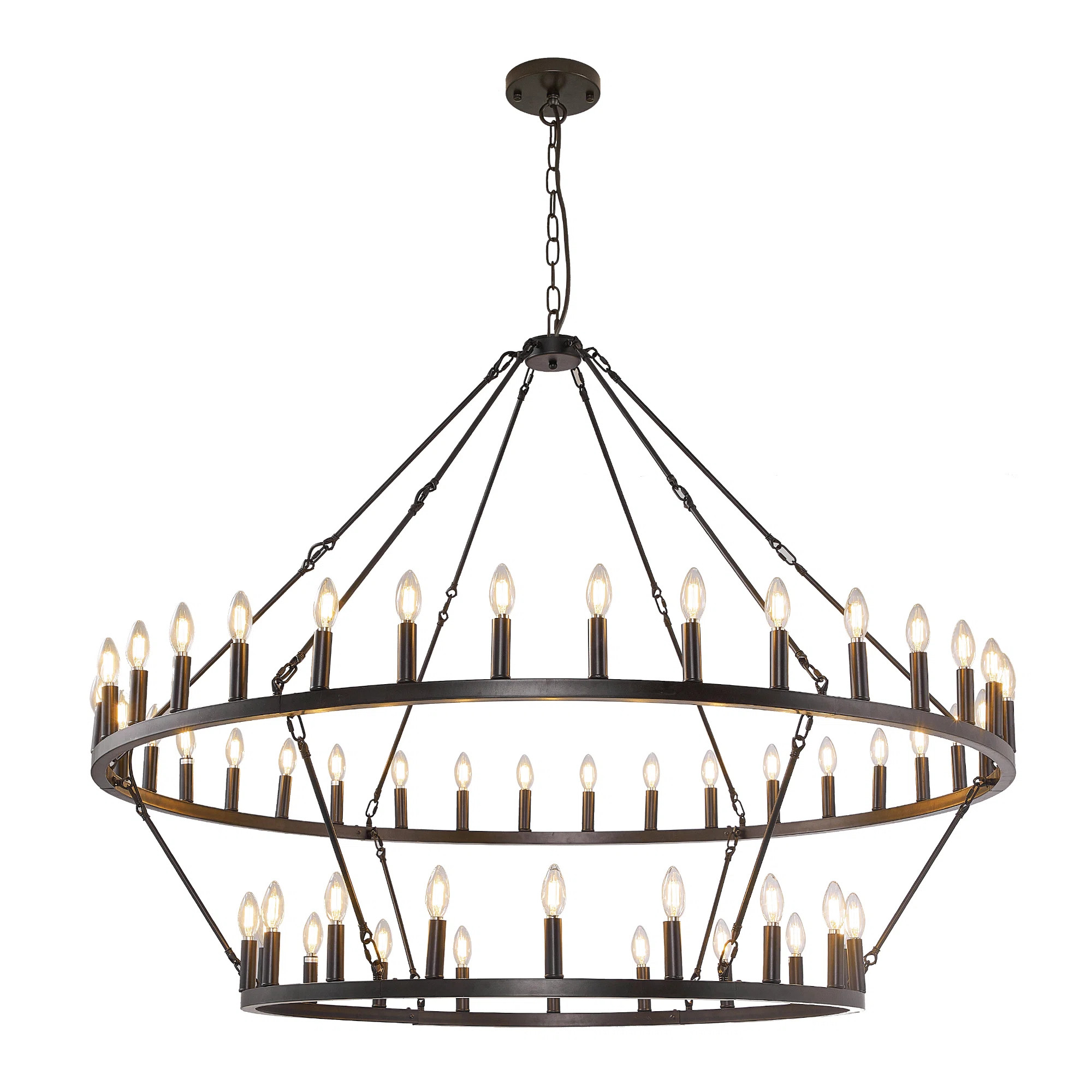17 Stories Tianga 54 - Light Dimmable Wagon Wheel Chandelier & Reviews | Wayfair | Wayfair North America