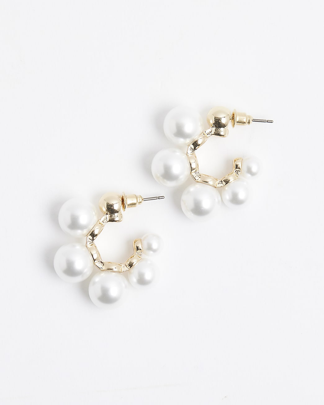 White Bubble Pearl Hoop Earrings | River Island UK & IE