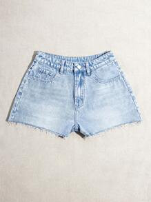 SHEIN Holidaya Ladies' Plain Casual Denim Shorts | SHEIN