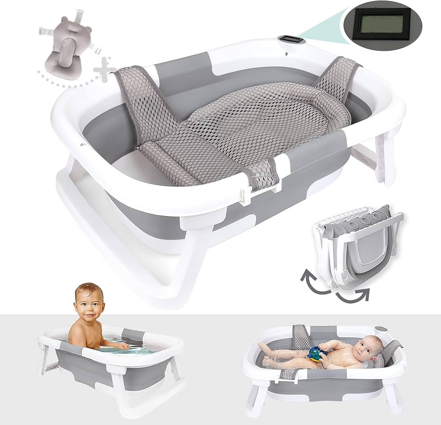 BEBELEH™ Collapsible Baby Bathtub with Thermometer – Bathtub + Baby tub Sling + Newborn Sling... | Amazon (US)