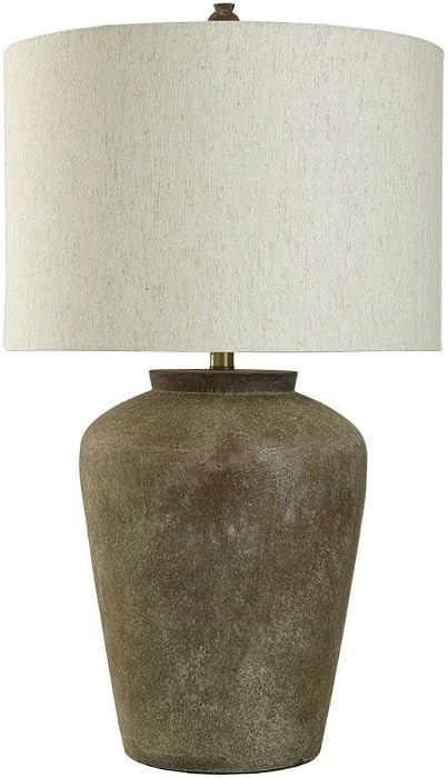 Patina Cotta - Rustic Cement Table Lamp - Aged Brown Finish - Heathered Oatmeal Shade | Amazon (US)