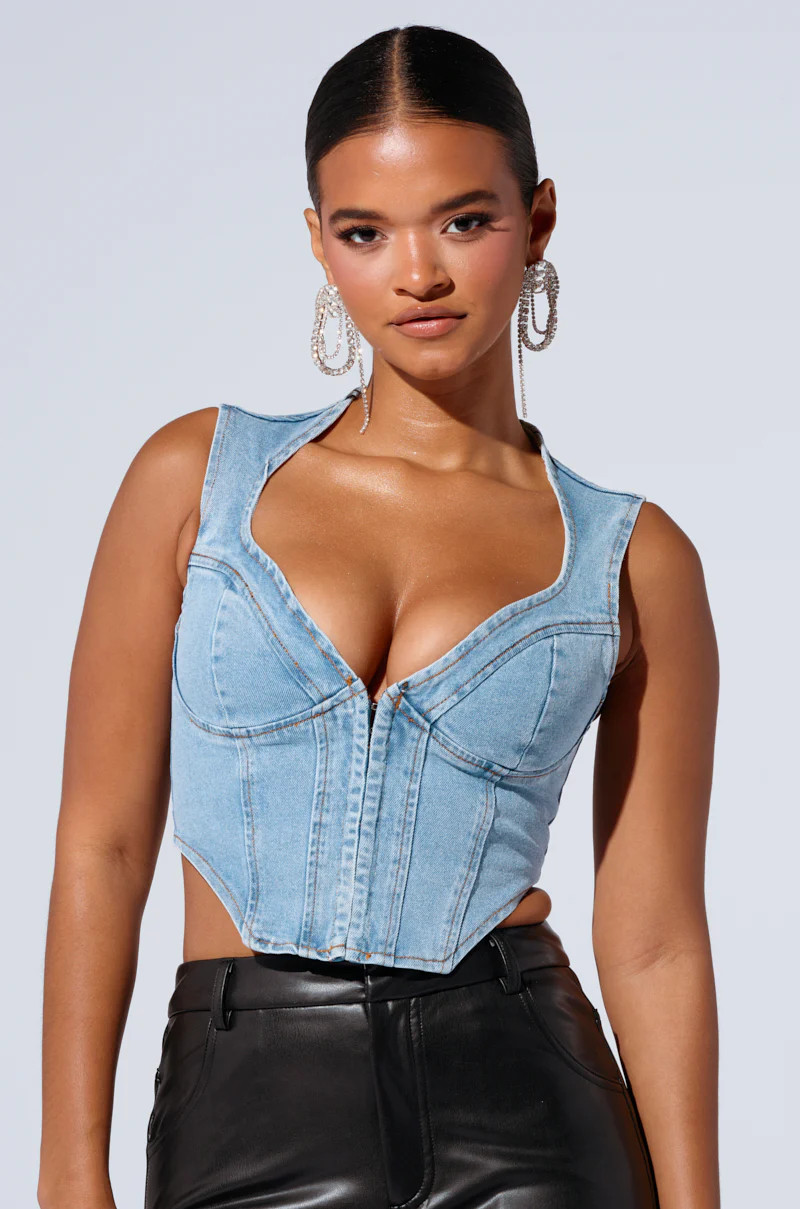 AYLA DENIM CORSET | AKIRA