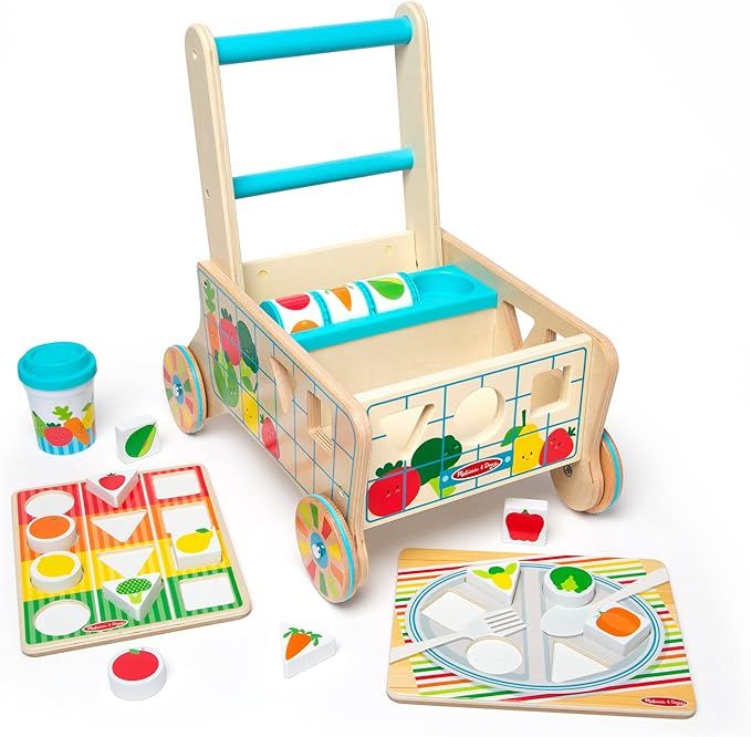 Amazon.com: Melissa & Doug Wooden Shape Sorting Grocery Cart Push Toy and Puzzles : Toys & Games | Amazon (US)