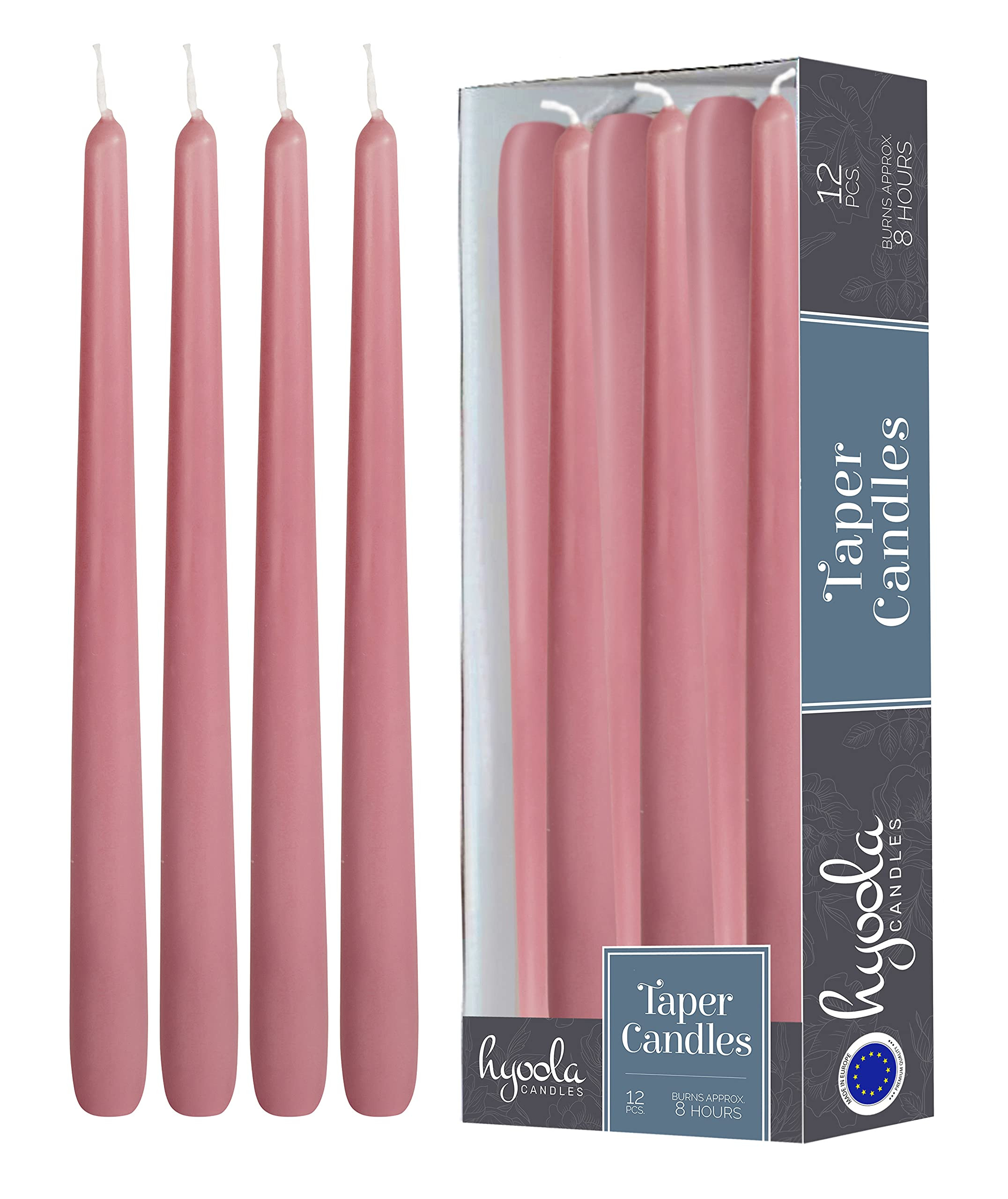 Hyoola 12 Pack Tall Taper Candles - 10 Inch Rose Pink Dripless, Unscented Dinner Candle - Paraffi... | Amazon (US)