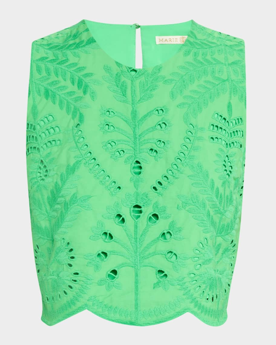 Marie Oliver Davis Eyelet Embroidered Crop Shell | Neiman Marcus