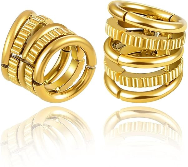 Casvort 2 PCS Hypoallergenic 316 Stainless Steel 00G/3/4'' Stacked Ring Cuffs for Stretched Lobe ... | Amazon (US)