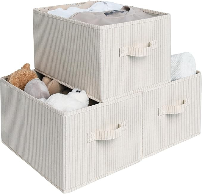 StorageWorks Large Storage Baskets for Shelves, Rectangular Closet Organizers with Handles, Folda... | Amazon (US)