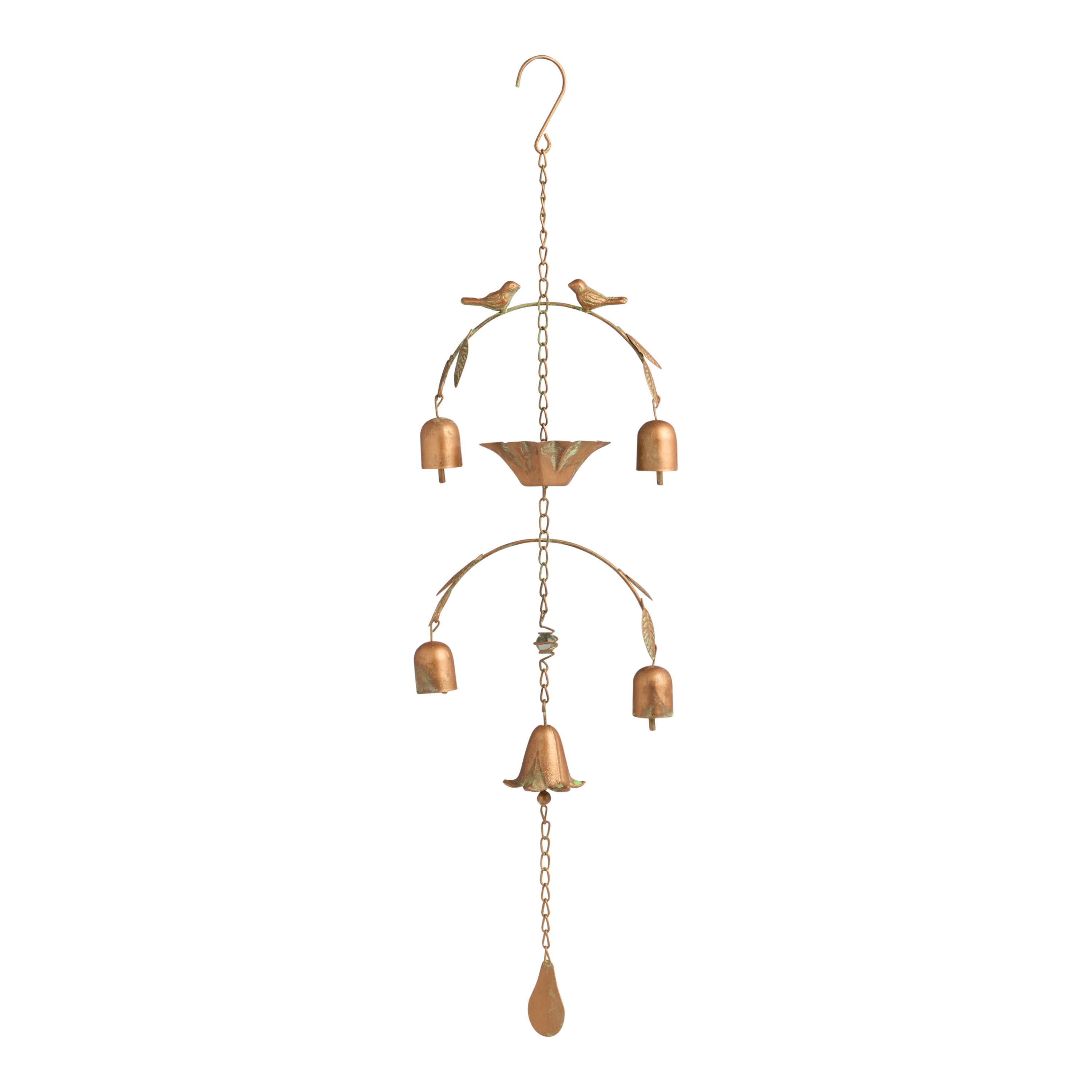 Gold Metal Birds and Botanicals Chandelier Wind Chime | World Market