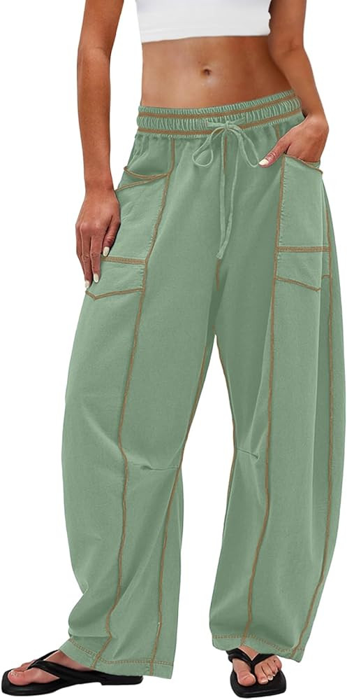 UNIANKIYA Womens Barrel Sweatpants Baggy Pants Wide Leg Sweat Pants Lounge Trousers with Pockets ... | Amazon (US)