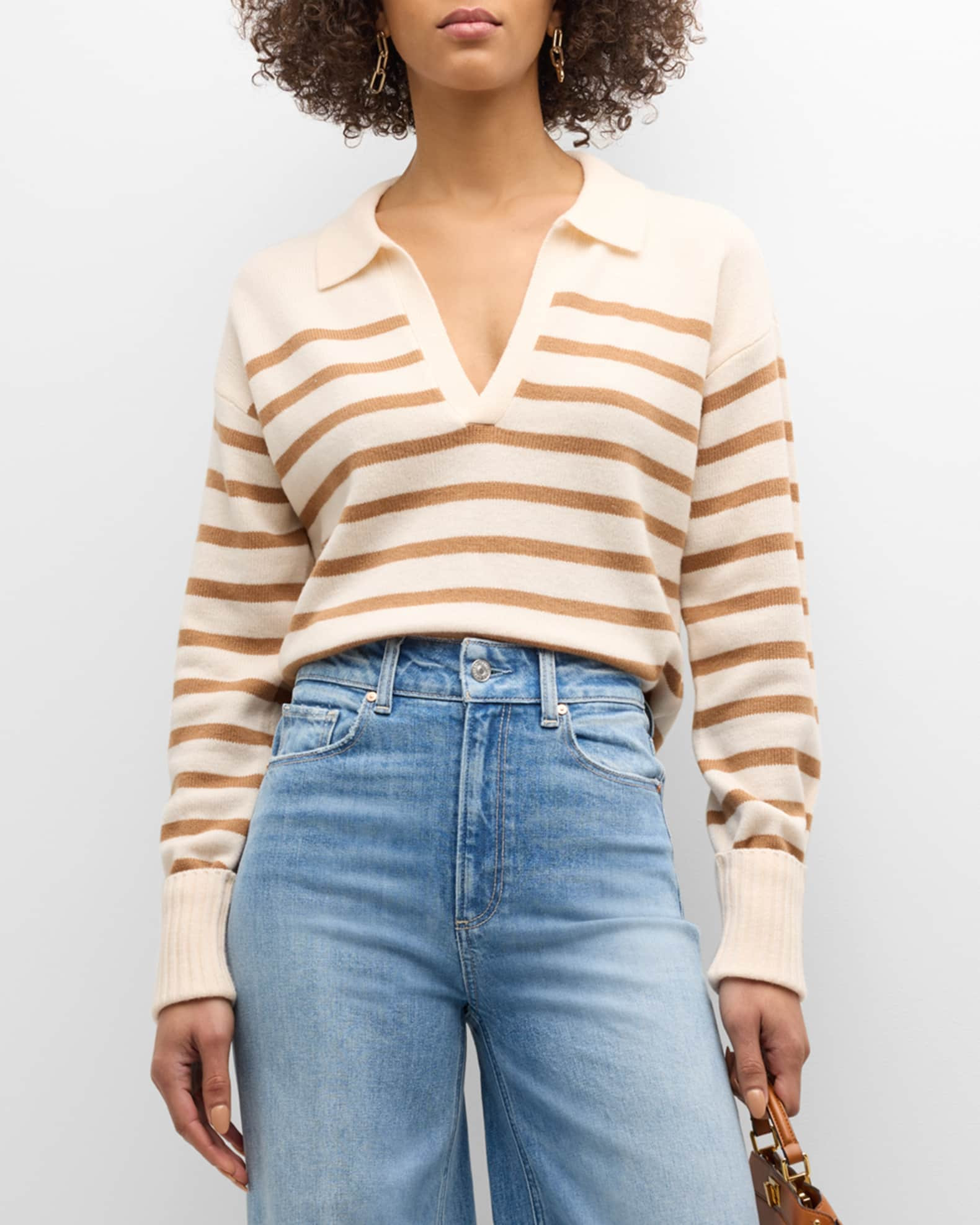 PAIGE Maxie Stripe Collared Sweater | Neiman Marcus