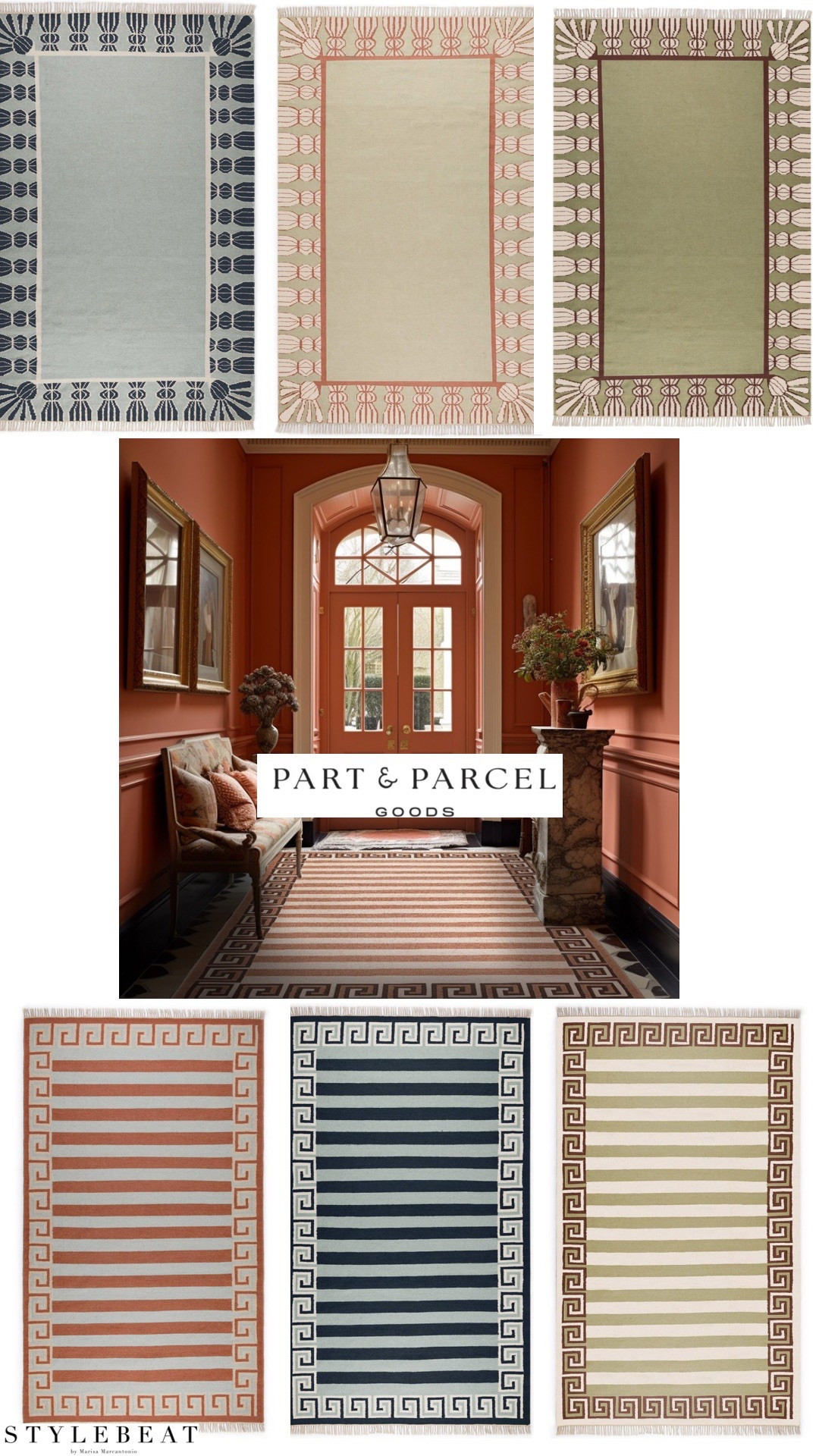 Product Launch to know: this great collection of wool rugs just launched from Part and Parcel Home. Classic motifs reinvented in fresh colors. So much to love! Greek key is always a good idea.