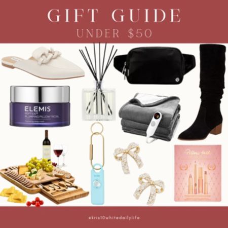 Gift Guide- Under $50!

Mules, loafers, knee high boots, heated blanket, Elemis, moisturizer, belt bag, diffuser, Charlotte tilbury lip kit, cheese board, charcuterie board, earrings



#LTKHoliday #LTKGiftGuide #LTKunder50