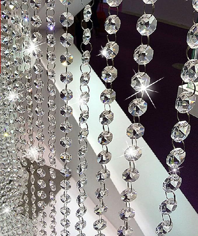 V-look 10.5 Feet Clear K9 Crystal Chandelier Prism Lamp Octagon Bead Chain Christmas Wedding Pendant | Amazon (US)