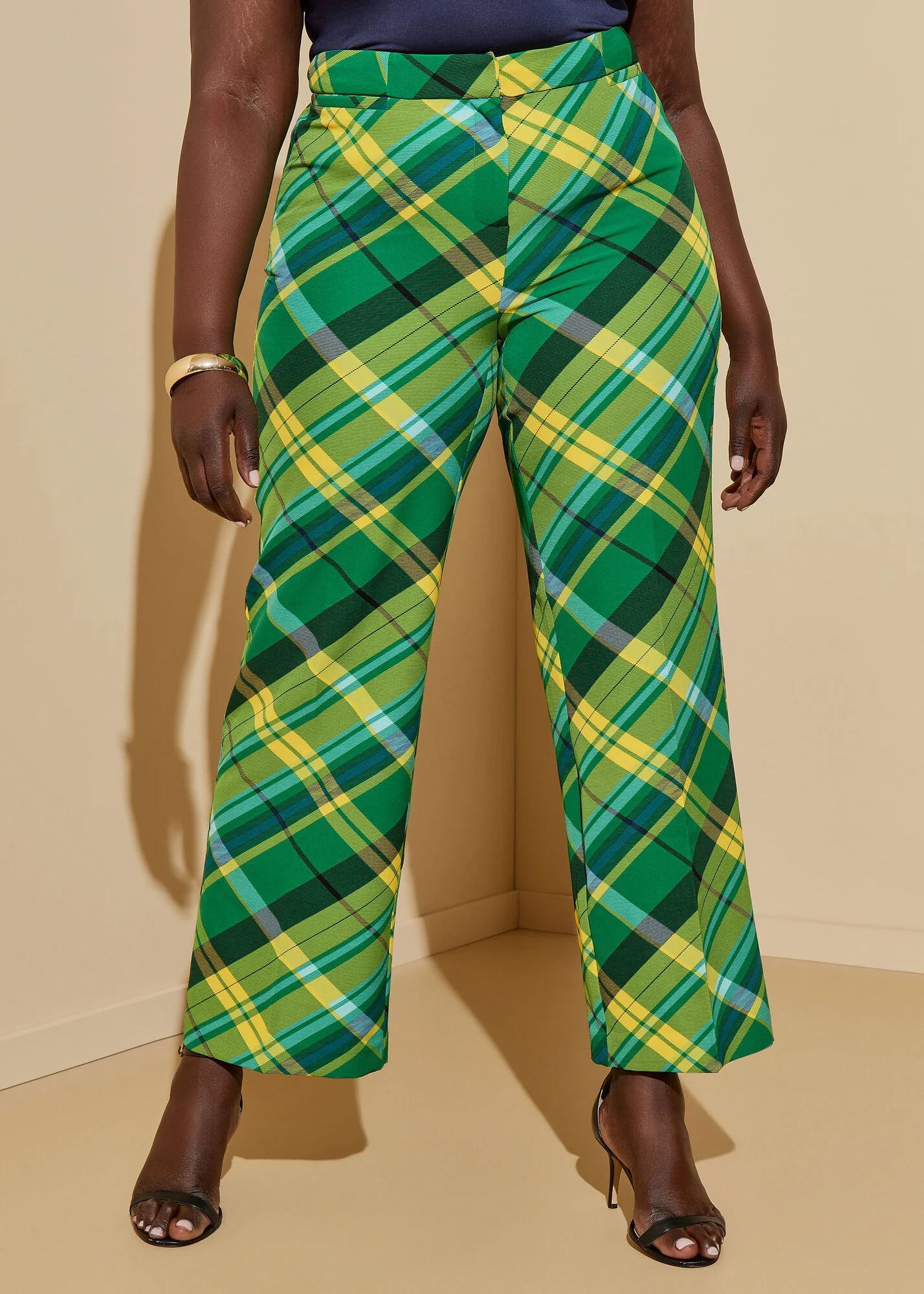 Plaid Straight Leg Pants | Ashley Stewart