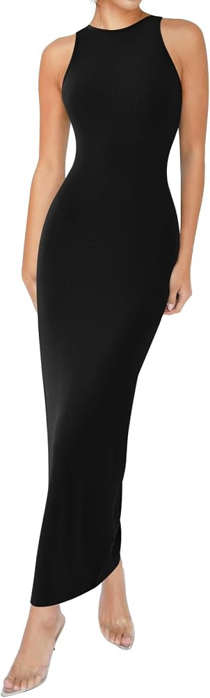Women's Bodycon Maxi Dresses Ribbed Lounge Tank Long Dresses Elegant Halter Neck Casual Sleeveles... | Amazon (US)